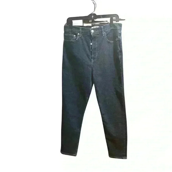 New ReDone 90s High Rise Button Fly Ankle Crop Denim Jeans Dark Wash Size 29 - Picture 5 of 10